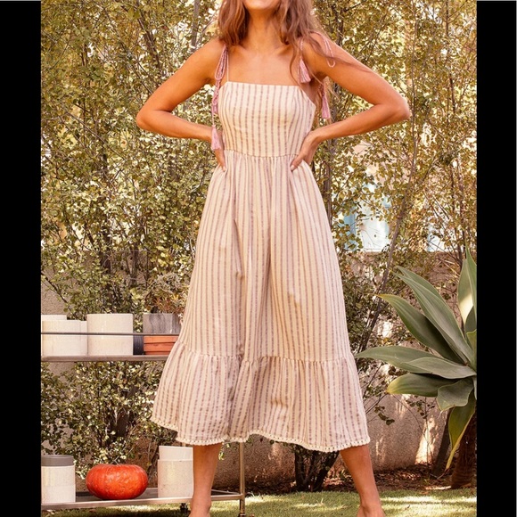 Lulus Magnificent Moments Cream and Purple Striped Midi Dress - Picture 2 of 7